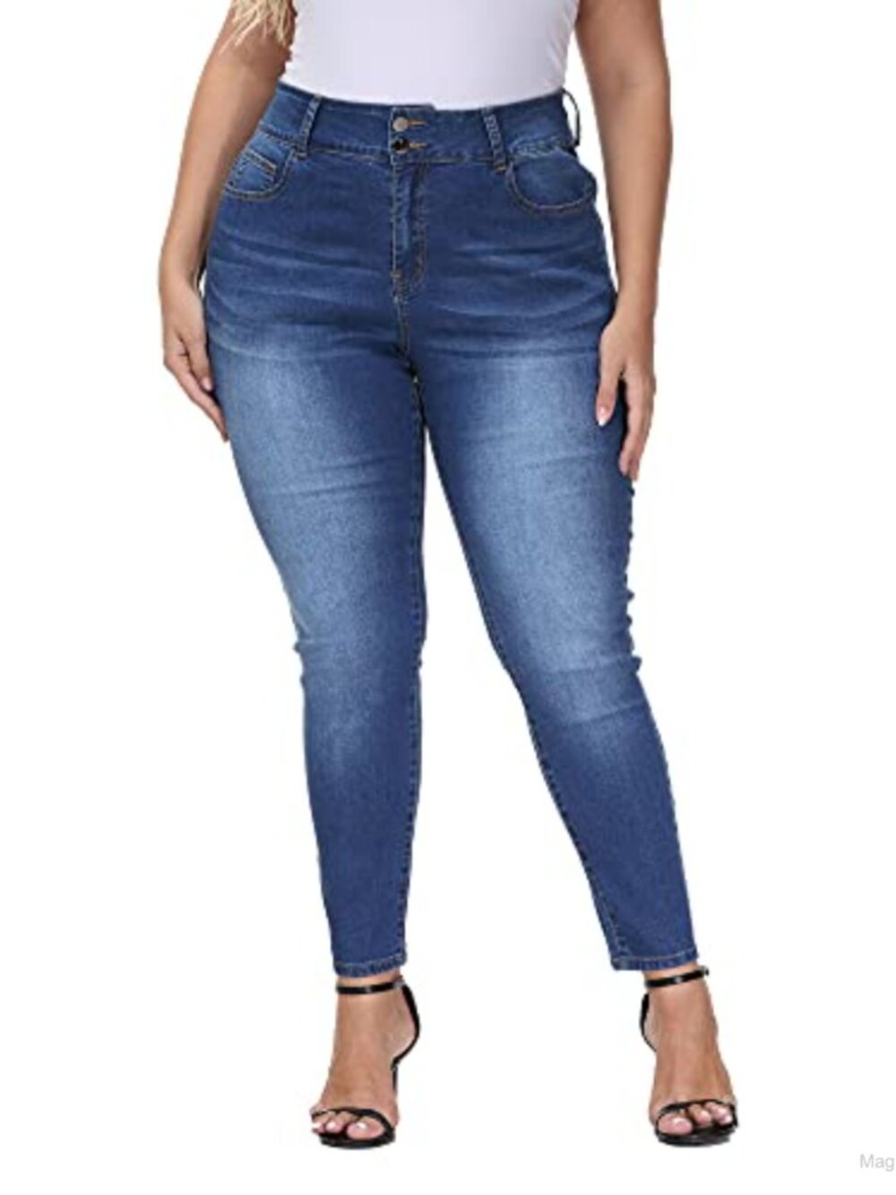 Women's Plus Size High Waisted Skinny Ankle Jeans Stretchy Casual Denim
